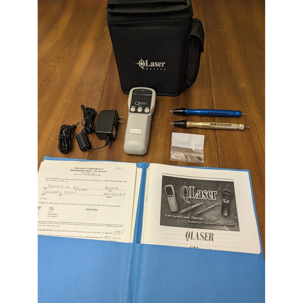 Q 1000 Laser + 808 & 660 Enhancers w/Battery/Charger/Manual/Case Tested Working